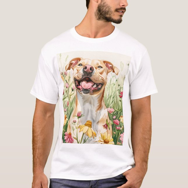 Camiseta Pit Bull Dad Shirt – Watercolor (Frente)