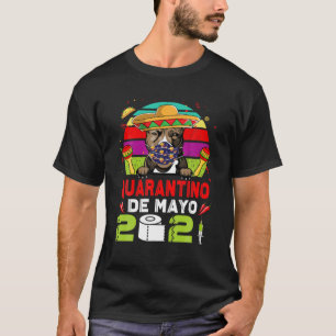 Camiseta Pit Bull Dog Face Mask Quarantino Engraçado Cinco