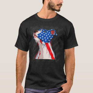 Camiseta Pit Bull Dog Head With U Flag American Pit Bull