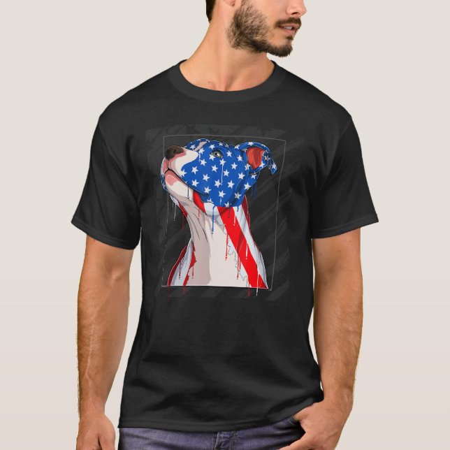 Camiseta Pit Bull Dog Head With U Flag American Pit Bull (Frente)