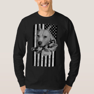 Camiseta Pit Bull Dog On American Flag