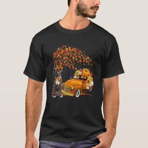 Camiseta Pit Bull Engraçado Vestindo Chapéu Caindo de Árvor
