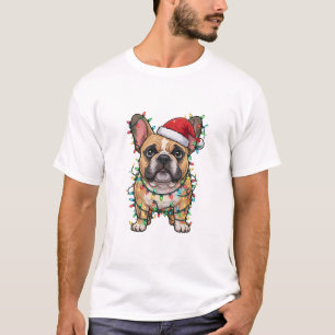 Camiseta Pit Bull Envolvido em Luzes de Natal Amantes de c