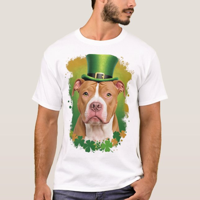 Camiseta Pit Bull Leprechaun Dog Pet Owner (Frente)