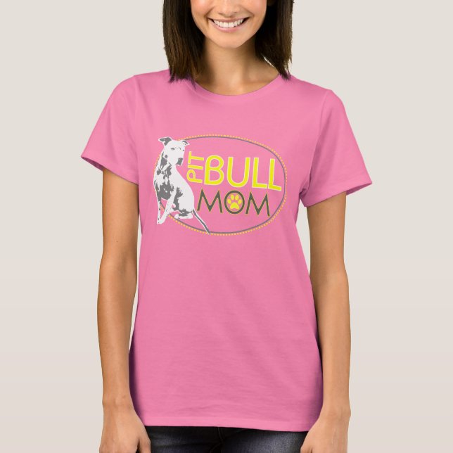 Camiseta Pit Bull Mãe - Amarelo e Cinza (Frente)