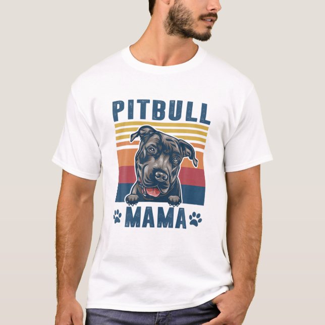 Camiseta Pit Bull Mãe Retrorando Presentes Cachorro Mãe (Frente)