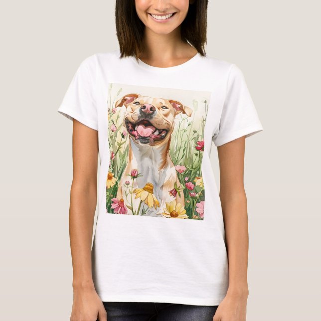 Camiseta Pit Bull Mom Tee – Watercolor (Frente)
