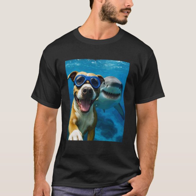 Camiseta Pit Bull Pit Bull Engraçado Cachorro Selfie com Tu (Frente)