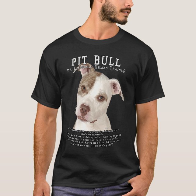 Camiseta Pit Bull Pittie Proprietário do Treinador Humano 1 (Frente)