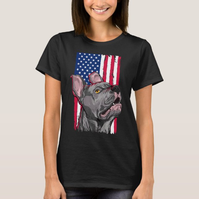 Camiseta Pit Bull Terrier Dog Amadusa Bandeira Americana 1 (Frente)