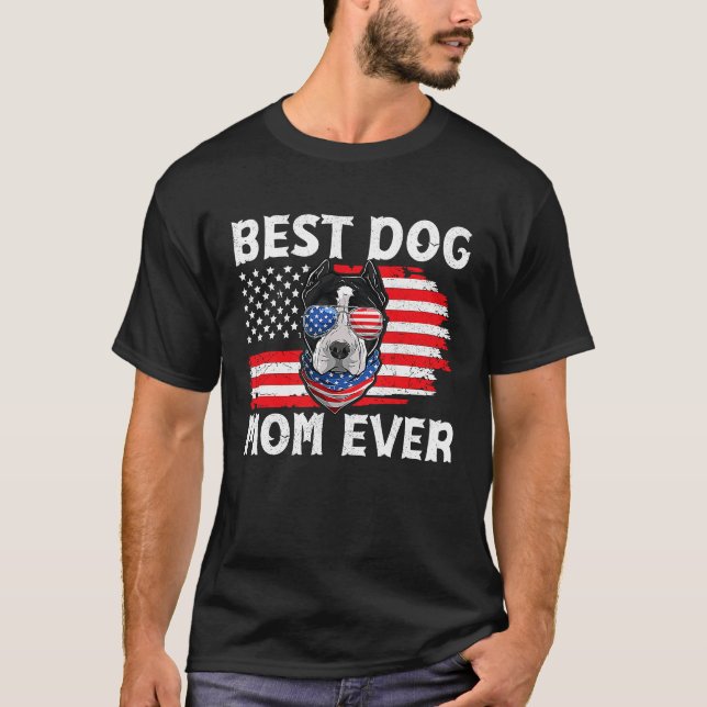 Camiseta Pit bull USA Patriotic Dog US Roupa American Fla (Frente)