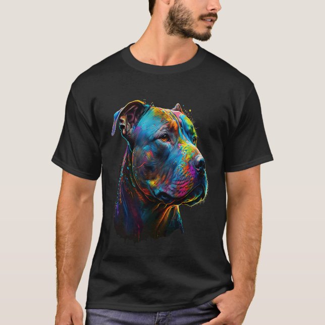 Camiseta Pitbull American Terrier Colorido (Frente)