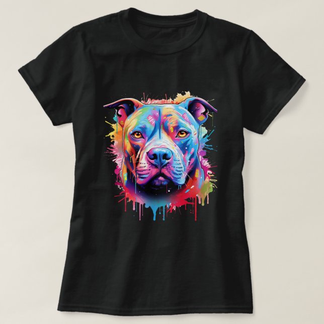 Camiseta Pitbull Americano Terrier Splash Art Dogs Pitbull (Frente do Design)
