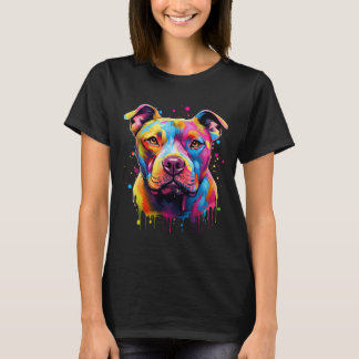 Camiseta Pitbull Americano Terrier Splash Art Pitbull Cães 