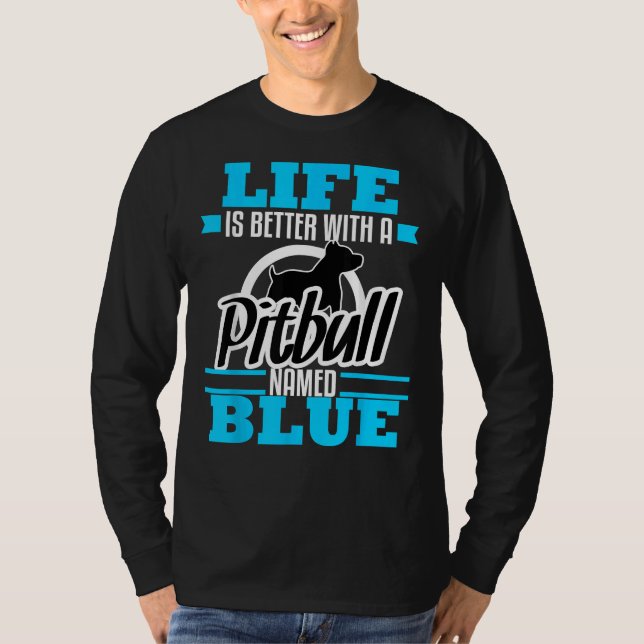 Camiseta Pitbull Chamado de Cachorro Azul Cachorro Mãe Salv (Frente)