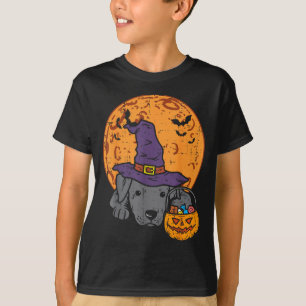 Camiseta Pitbull Chapéu de Bruxa Lua Jack O Lantern Hallowe