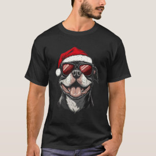 Camiseta Pitbull Chapéu de Papai Noel Engraçado Cachorro Mã