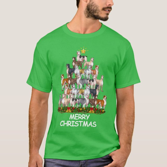 Camiseta Pitbull Christmasree Felry amigo de Natal (Frente)