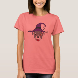 Camiseta Pitbull cinzento com o chapéu da chama & da bruxa