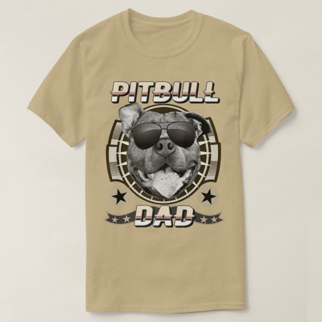 Camiseta Pitbull Dad Proud Pit Bull Dog Father Retro Cool D (Frente do Design)