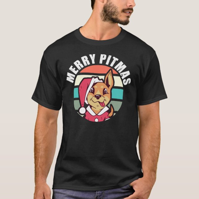 Camiseta Pitbull Dog Feliz Pitmas Natal (Frente)