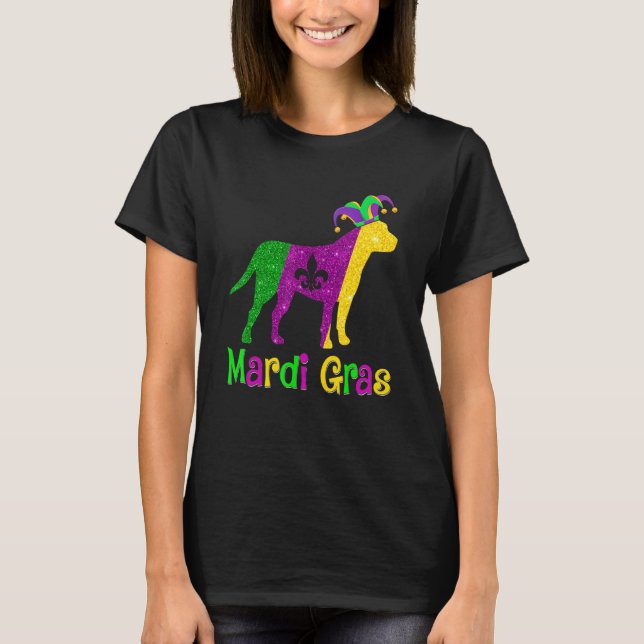 Camiseta Pitbull Dog Lover Mardi Gras Carnival Jester (Frente)