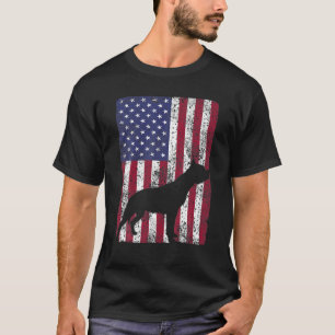 Camiseta Pitbull Dog Vintage Silhouette American Flag USA P
