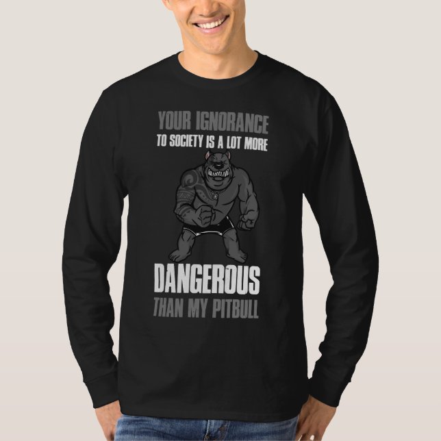 Camiseta Pitbull E Tatuagens Engraçadas Pitbull (Frente)