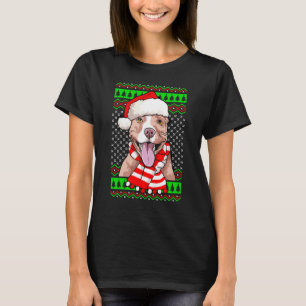Camiseta Pitbull Engraçado Com Fantasia De Natal Natal Feio