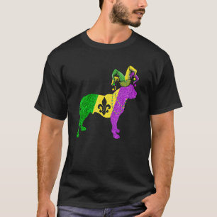 Camiseta Pitbull engraçado do Mardi Gras com chapéu e conta