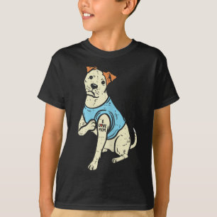 Camiseta Pitbull Eu Amo Mãe Tatuagem Pittie Amante de Cães 