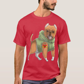 Camiseta Pitbull Eu Amo Mamãe Tatuagem Cão Engraçado Dia de