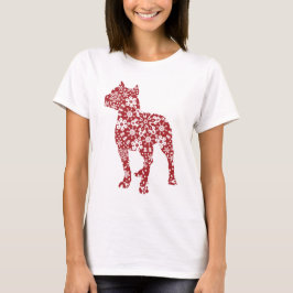 Camiseta Pitbull, flocos de neve vermelhos do Natal de Boho