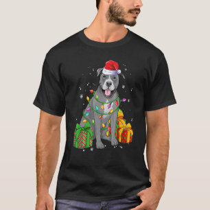 Camiseta Pitbull fofo com chapéu de Papai Noel Feliz Pitmas