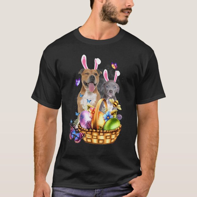 Camiseta Pitbull Fofo Com Ovos Abelha Borboleta Páscoa (Frente)