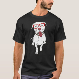 Camiseta Pitbull Fofo de Óculos Presente Amante de Pit Bull