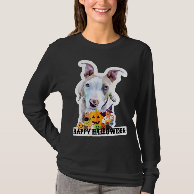 Camiseta Pitbull Halloween Pumpkin (Frente)