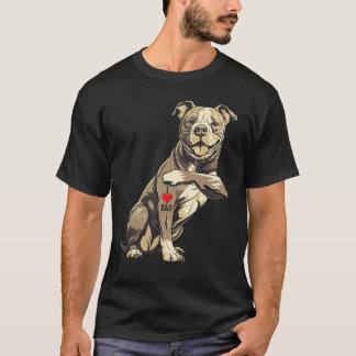 Camiseta Pitbull I Love Dad Pit Bullerrier Pettie Dog Owner
