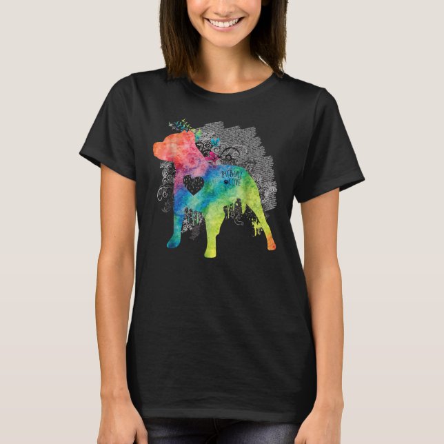 Camiseta Pitbull Love Watercolor Zen Pit Bull (Frente)