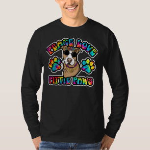 Camiseta Pitbull Lover Peace Love Pittie Paws Tie Dye