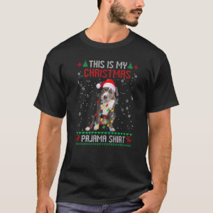 Camiseta Pitbull Luzes Feias de Natal Árvore de Natal Famíl