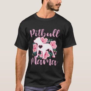 Camiseta Pitbull Mama K Flores Pittie Mãe Tema das Mães