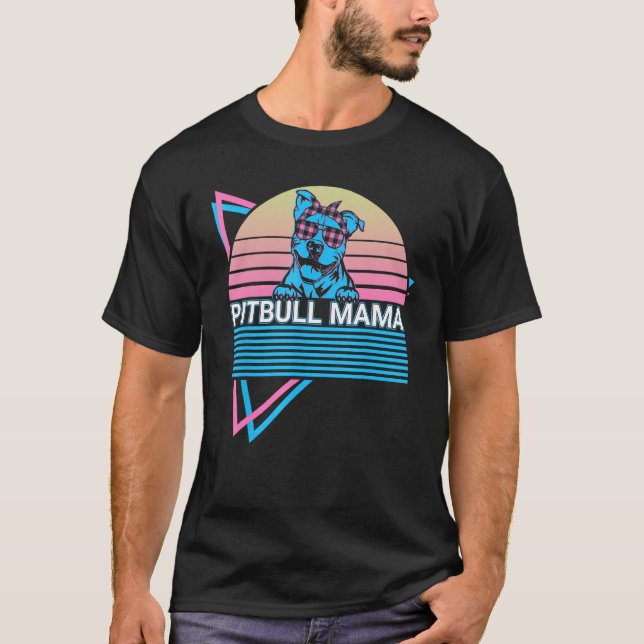 Camiseta Pitbull Mama Pit Bull Retro (Frente)