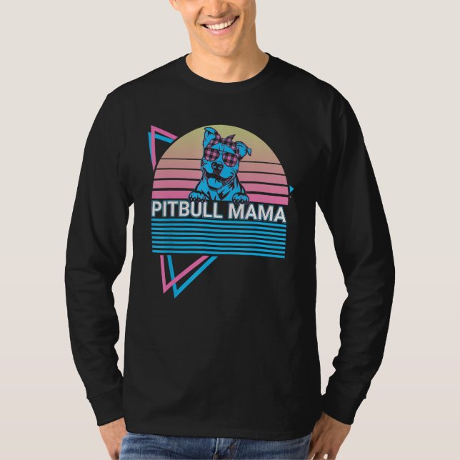 Camiseta Pitbull Mama Pit Bull Retro (Frente)
