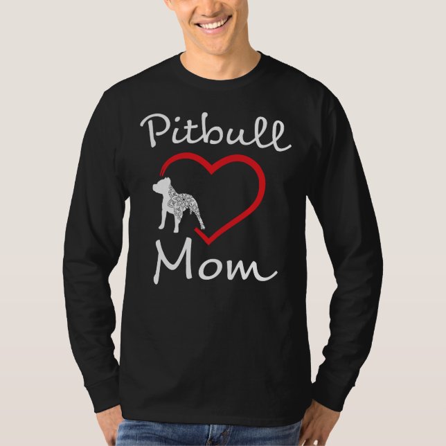 Camiseta Pitbull Mamãe Mulher Pit Touro Sensibilização Hear (Frente)