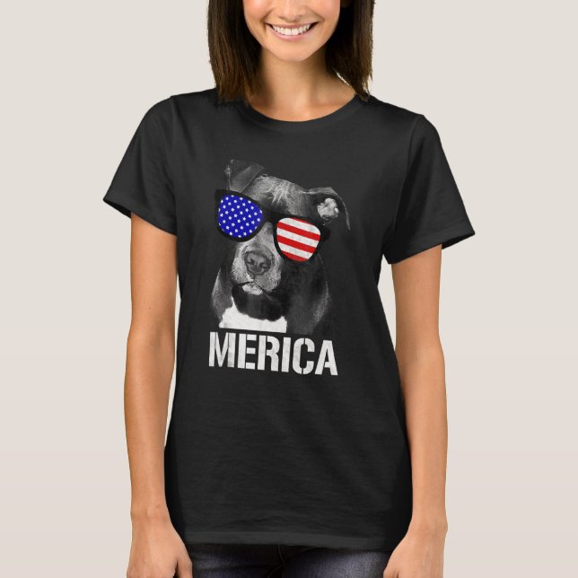 Camiseta Pitbull Merica Patriótico Pit Bull (Frente)