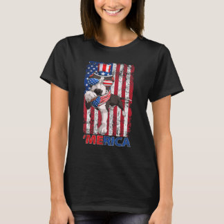Camiseta Pitbull Merica Vintage USA Flag Óculos de sol Happ