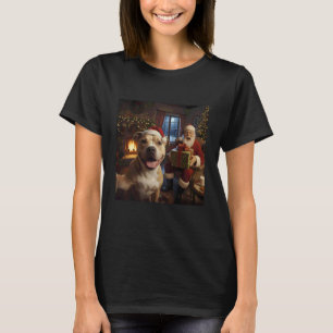 Camiseta Pitbull Moderno Selfie com Papai Noel Engraçado Ch