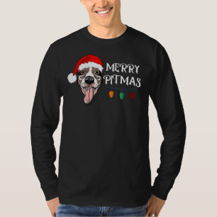 Camiseta Pitbull Natal Engraçado Feliz Pitmas