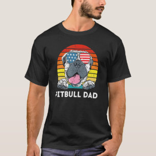 Camiseta Pitbull Pai de Homem da Moda Sorriso Vintage Pitbu